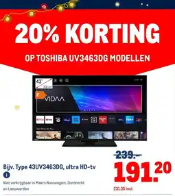 Makro TOSHIBA UV3463DG MODELLEN aanbieding