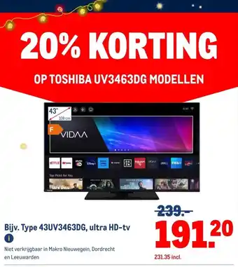 Makro TOSHIBA UV3463DG MODELLEN aanbieding