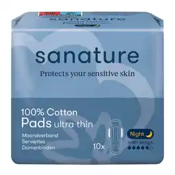 Kruidvat Sanature 100% Katoenen Ultra Thin Night Maandverband aanbieding
