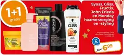 Trekpleister Syoss, Gliss, Fructis, John Frieda en Monday haarverzorging en styling aanbieding