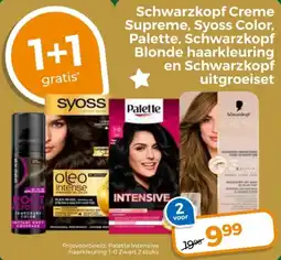 Trekpleister Schwarzkopf Creme Supreme, Syoss Color, Palette, Schwarzkopf Blonde haarkleuring en Schwarzkopf uitgroeiset aanbieding