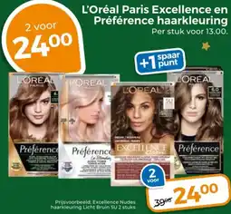 Trekpleister L'Oréal Paris Excellence en Préférence haarkleuring aanbieding