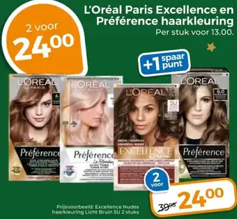 Trekpleister L'Oréal Paris Excellence en Préférence haarkleuring aanbieding