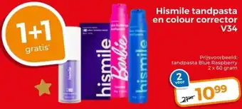Trekpleister Hismile tandpasta en colour corrector V34 aanbieding