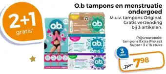 Trekpleister O.b tampons en menstruatie ondergoed aanbieding
