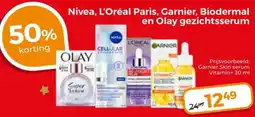 Trekpleister Nivea, L'Oréal Paris, Garnier, Biodermal en Olay gezichtsserum aanbieding