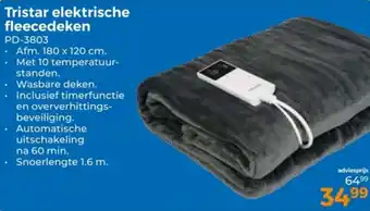 Trekpleister Tristar elektrische fleecedeken aanbieding