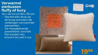 Trekpleister Verwarmd sierkussen fluffy of furry aanbieding