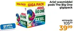 Trekpleister Ariel wasmiddel pods The Big One gigapack aanbieding