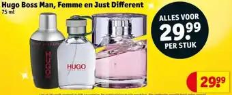 Kruidvat Hugo Boss Man, Femme en Just Different aanbieding