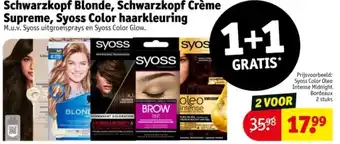 Kruidvat Schwarzkopf Blonde, Schwarzkopf Crème Supreme, Syoss Color haarkleuring aanbieding