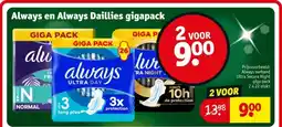 Kruidvat Always en Always Daillies gigapack aanbieding
