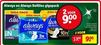 Kruidvat Always en Always Daillies gigapack aanbieding