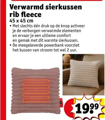 Kruidvat Verwarmd sierkussen rib fleece aanbieding