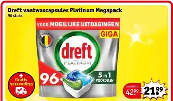 Kruidvat Dreft vaatwascapsules Platinum Megapack aanbieding