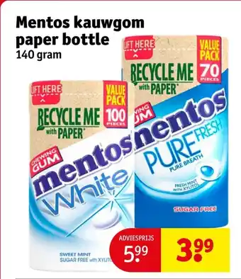 Kruidvat Mentos kauwgom paper bottle aanbieding