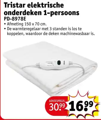 Kruidvat Tristar elektrische onderdeken 1 persoons aanbieding