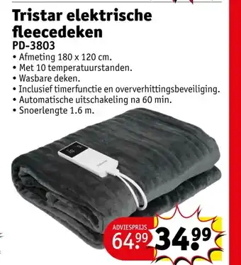 Kruidvat Tristar elektrische fleecedeken aanbieding