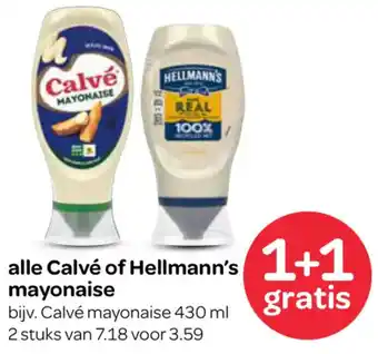 Spar Alle Calvé of Hellmann's mayonaise aanbieding