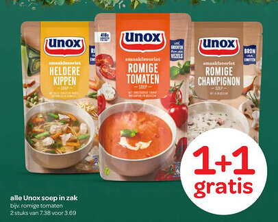 Spar Alle Unox soep in zak aanbieding