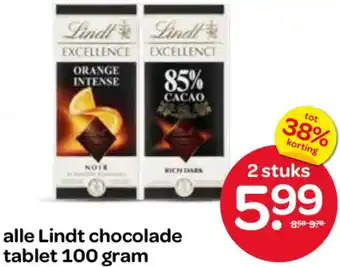 Spar Alle Lindt chocolade tablet aanbieding