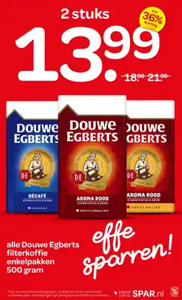 Spar Alle Douwe Egberts filterkoffie aanbieding