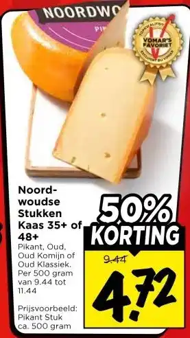 Vomar Voordeelmarkt Noord- woudse Stukken Kaas 35+ of, 48+ aanbieding