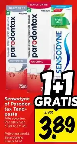 Vomar Voordeelmarkt Sensodyne of Parodon- tax Tand- pasta aanbieding