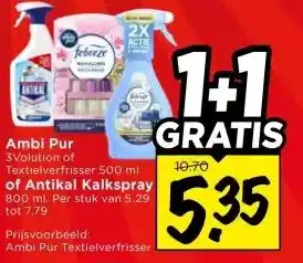 Vomar Voordeelmarkt Ambi Pur Textielverfrisser of Antikal Kalkspray aanbieding