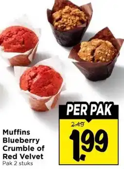 Vomar Voordeelmarkt Muffins Blueberry Crumble of Red Velvet aanbieding