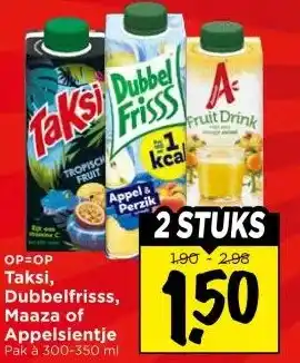 Vomar Voordeelmarkt Taksi, Dubbelfrisss, Maaza of Appelsientje aanbieding