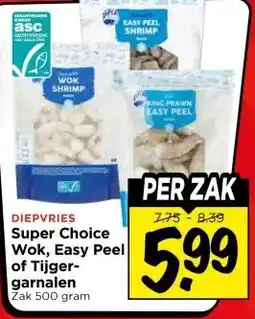 Vomar Voordeelmarkt Super Choice Wok, Easy Peel of Tijger- garnalen aanbieding