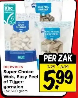 Vomar Voordeelmarkt Super Choice Wok, Easy Peel of Tijger- garnalen aanbieding