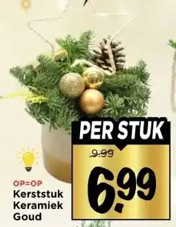 Vomar Voordeelmarkt Kerststuk Keramiek Goud aanbieding