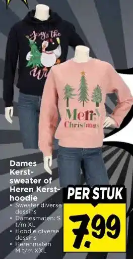 Vomar Voordeelmarkt Dames Kerst- sweater of Heren Kerst-hoodie aanbieding
