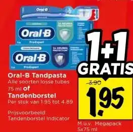 Vomar Voordeelmarkt Oral-B Tandpasta of Tandenborstel aanbieding