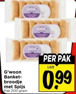 Vomar Voordeelmarkt G'woon Banket- broodje met Spijs aanbieding