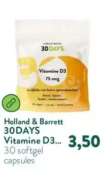 Holland & Barrett 30DAYS Vitamine D3 75mcg - 30 softgels aanbieding