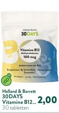 Holland & Barrett 30DAYS Vitamine B12 Methylcobalamine 100mcg aanbieding