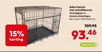Pets Place Adori bench met schuifdeuren Verkrijgbaar in diverse afmetingen. aanbieding