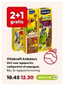 Pets Place Vitakraft kräckers 2in1 voor agapornis, valkparkiet of papegaai. aanbieding