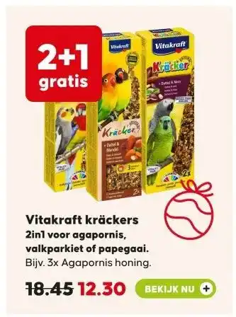 Pets Place Vitakraft kräckers 2in1 voor agapornis, valkparkiet of papegaai. aanbieding