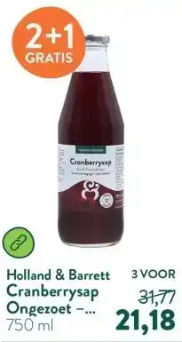 Holland & Barrett Cranberrysap Ongezoet – 750ml aanbieding