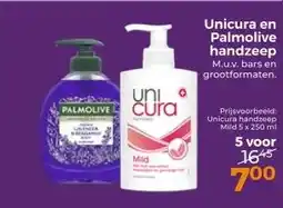 Trekpleister Unicura en Palmolive handzeep aanbieding