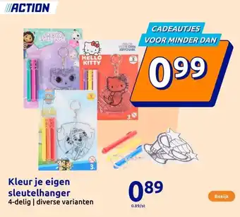 Action Kleur je eigen sleutelhanger aanbieding