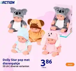 Action Dolly Star pop met dierenpakje aanbieding