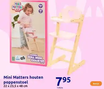 Action Mini Matters houten poppenstoel aanbieding