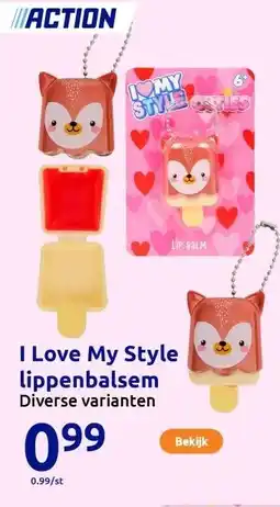 Action I Love My Style lippenbalsem aanbieding