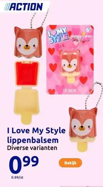 Action I Love My Style lippenbalsem aanbieding