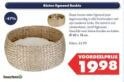 Huisdier Voordeelshop Rieten ligmand Baskie aanbieding